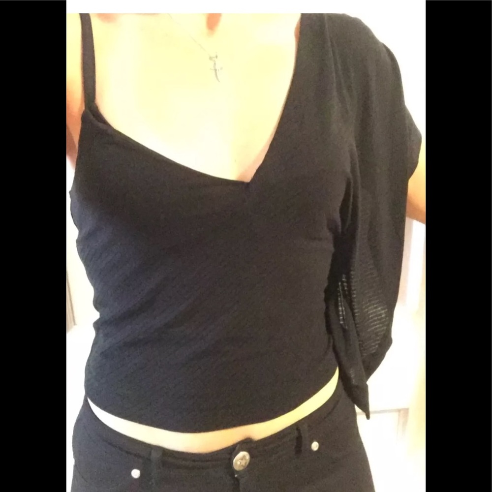 Armani Exchange One Shoukder Top, Black, size Small